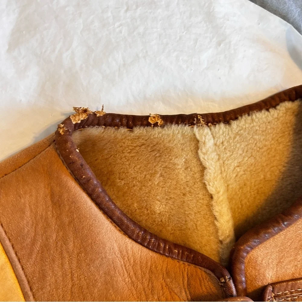 RARE Vintage Abercrombie & Fitch 70/80s Lambskin Suede Vest Tan and Brown 12